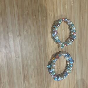 Set of 2 Pastel Beaded Wrap Bracelets – Adjustable